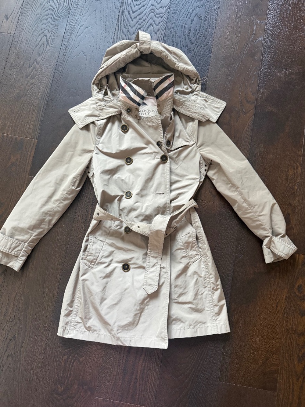 Burberry Brit Taffeta Hooded Trench Coat - Picture 2 of 5